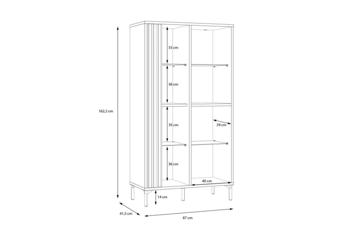 Vitrína Joakimis s lamelami 90 cm - Dub mauvella / Čierny Vitrína Joakimis z lamelami 90 cm - Dub mauvella / Čierny 