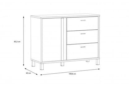 Komoda so zásuvkami Hayato 110 cm - čierny / alpský smrek Komoda so zásuvkami Hayato 110 cm - Čierny / swierk alpejski 