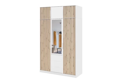 Dulap cu 3 uși și oglindă Bali 149 cm - alb