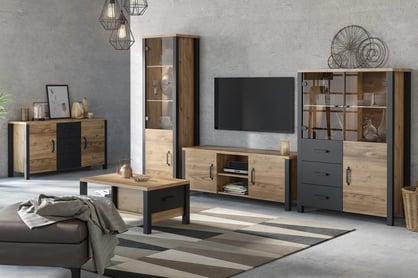 Olin 26 Appenzeller Fichte fiókos komód - matt fekete Komplet nábytku loft 