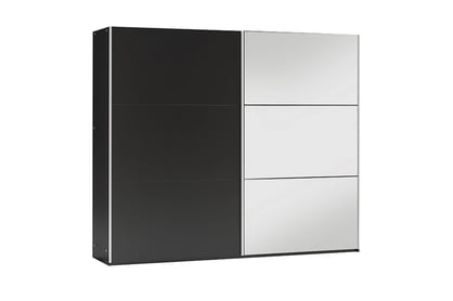 Dulap glisant Vigo 225 cm cu oglindă - negru