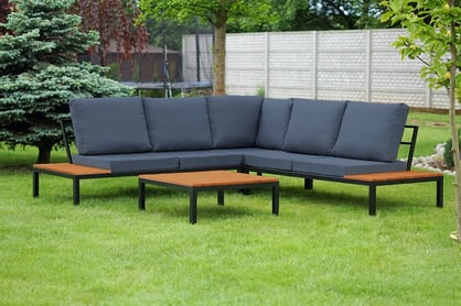 Súprava záhradného nábytku Hooly - tmavomodrý vodoodpudivý Garden 2844 / teak