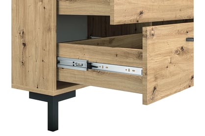 Klarso 12 kétajtós komód, három fiókkal - 138 cm Komód s černými úchytkami
