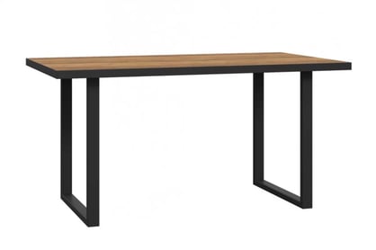 Jedálenský stôl Hayato na kovových nohách 160x90cm - čierny / alpský smrek