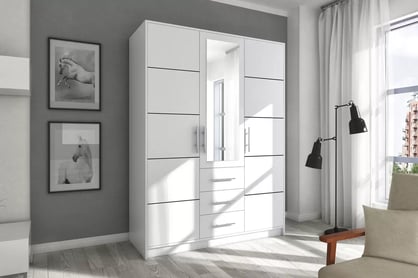 Šatníková skriňa Bali 147 cm - biela Skriňa Bali vizualizácia