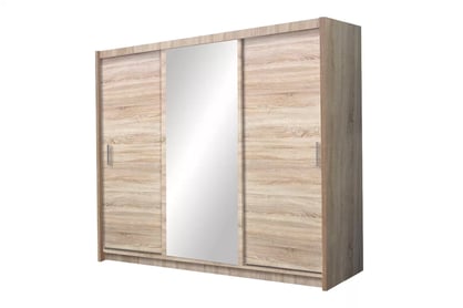 Dulap glisant Monako 250 cm - stejar sonoma / oglindă