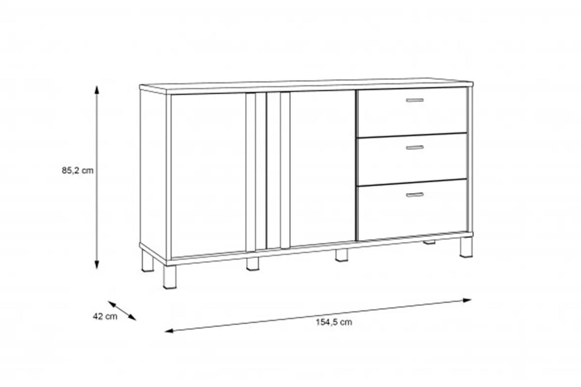 Komoda so zásuvkami Hayato 150 cm - čierny / alpský smrek Komoda so zásuvkami Hayato 150 cm - Čierny / swierk alpejski 