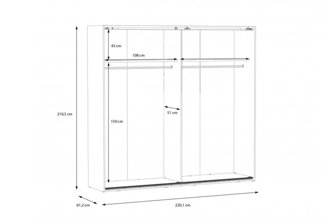 Skriňa na oblečenie s posuvnými dverami Hayato 220 cm - alpský smrek Skriňa ubraniowa s posuvnými dverami Hayato 220x210 - swierk alpejski 