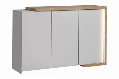 Alni komód 150 cm, LED világítással - kasmír / grand natúr tölgy