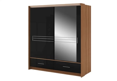 Skříň Amsterdam 203 cm - černý lesk