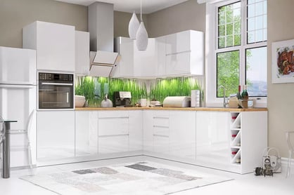Front mașină de spălat vase Aspen D45FZN cu panou deschis – alb lucios colecție mobilier kuchennych Aspen - alb luciu