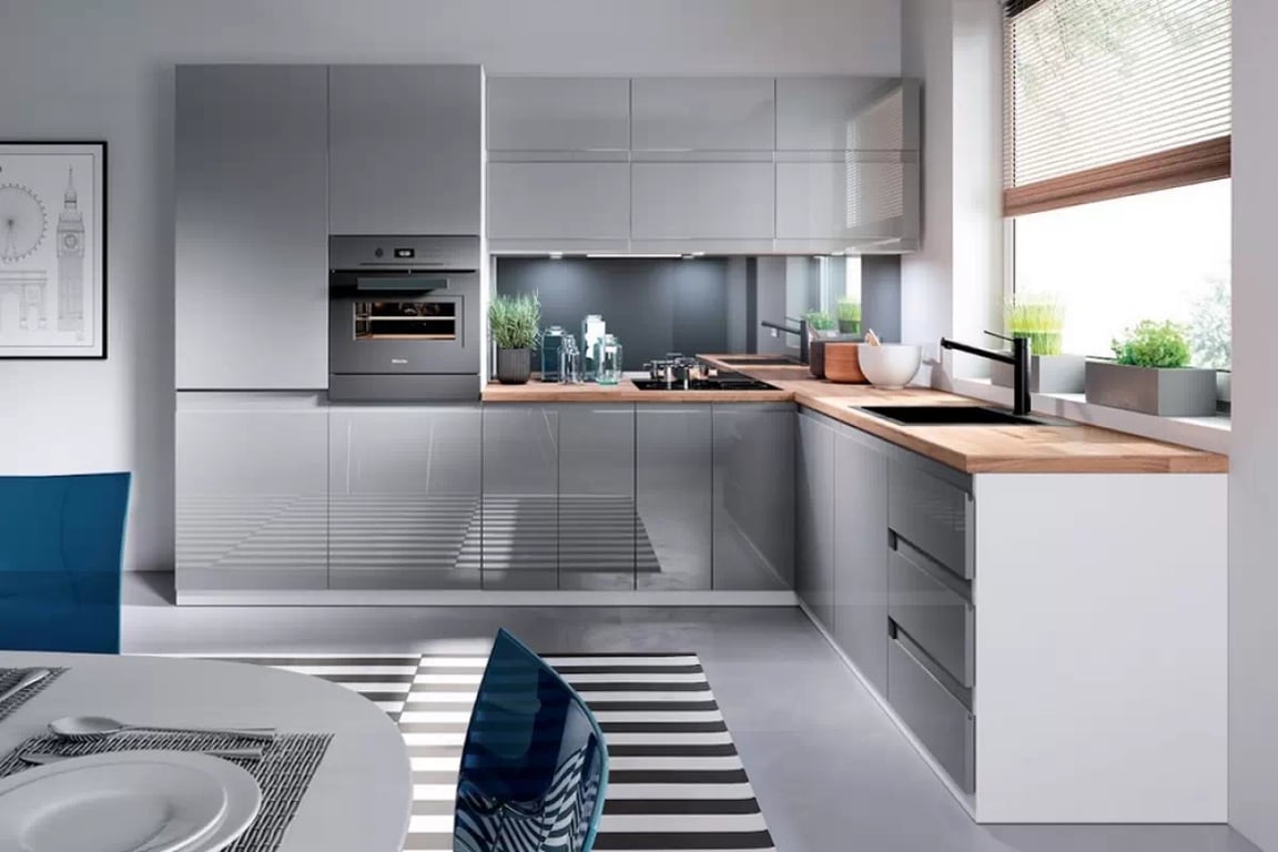 Dulap de bucătărie Aspen D60Z cu două uși pentru chiuvetă – gri lucios colecție mobilier kuchennych Aspen - gri luciu 