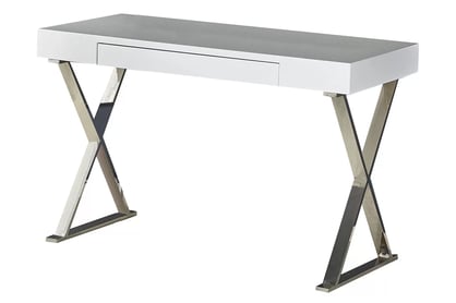 B31 íróasztal fiókkal 120 cm - fehér / króm lábak