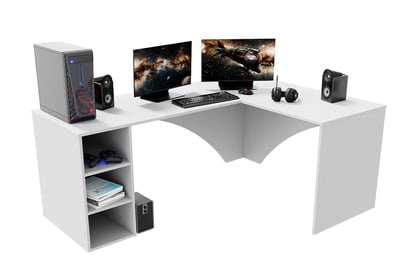 Gaming íróasztal jobb sarok Kerbi 135 cm - FEHÉR