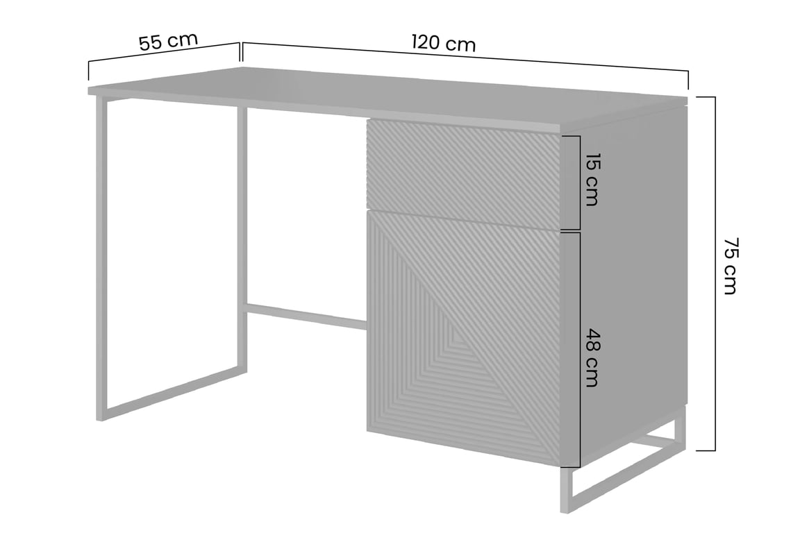 Psací stůl Asha 120 cm - černý mat / černý rám psací stůl Asha 120 cm z szuflada - černá mat / černá Rošt