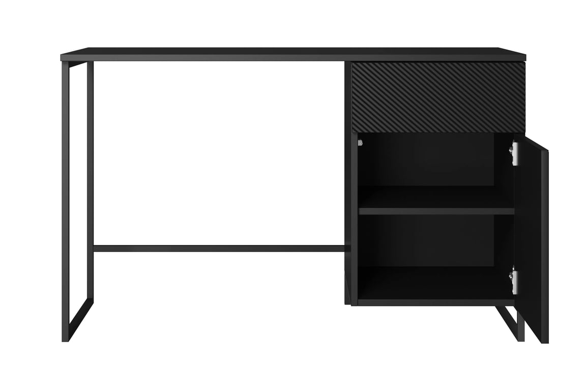Birou Asha 120 cm cu sertar - negru mat / negru ardezie birou de scris Asha 120 cm cu sertar - negru mat / negru stelaz
