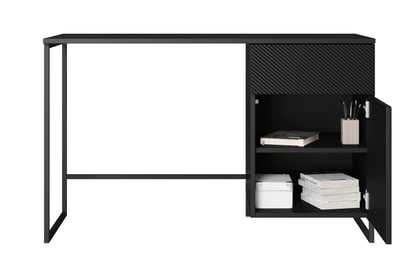 Birou Asha 120 cm cu sertar - negru mat / negru ardezie birou de scris Asha 120 cm cu sertar - negru mat / negru stelaz