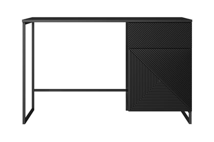 Birou Asha 120 cm cu sertar - negru mat / negru ardezie birou de scris Asha 120 cm cu sertar - negru mat / negru stelaz