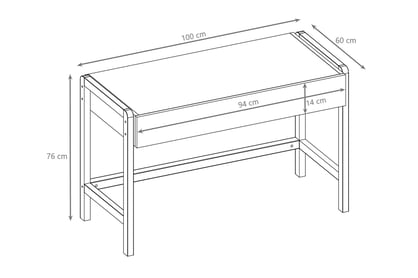 Silia gyerekíróasztal 100 cm fiókkal - alpesi fehér / tölgy íroasztal dzieciece Silia 100 cm z szuflada - biel alpesi / dab