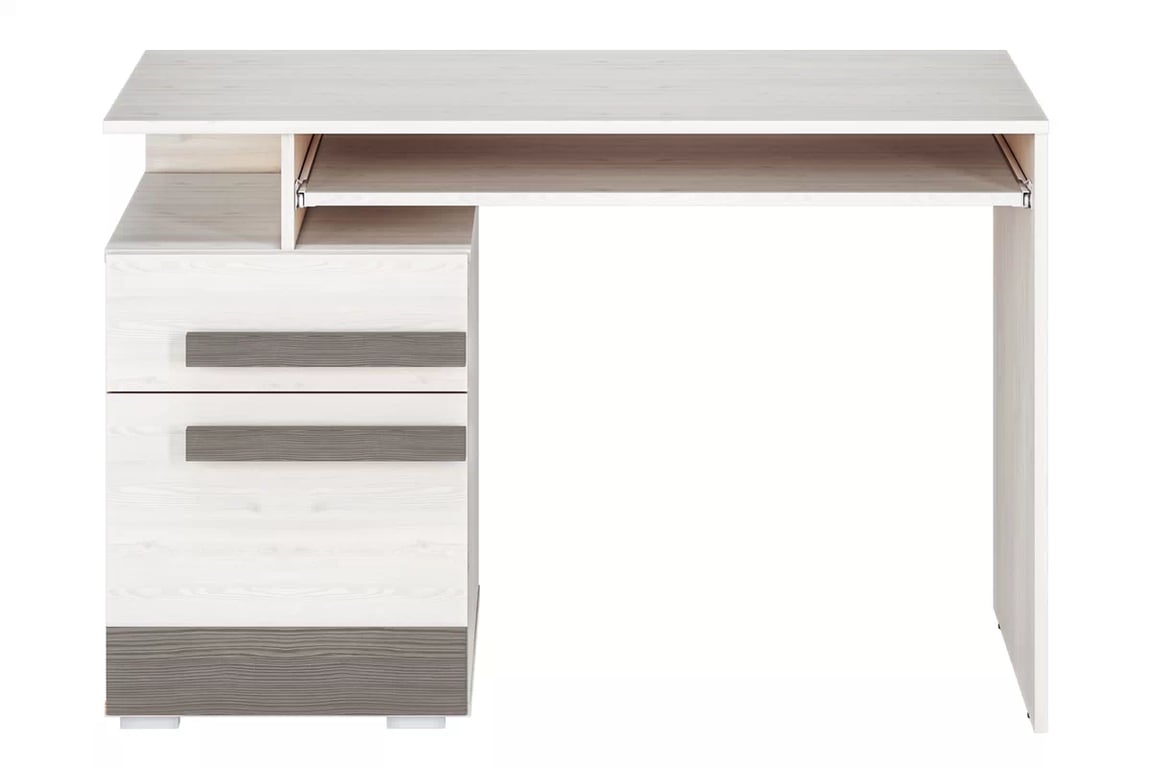 Birou Tonemo 11 cu sertar 119 cm - pin de zăpadă / new grey birou de scris mlodziezowe Blanco 11 cu sertar i polka na klawiature 119 cm - pin sniezna / new grey