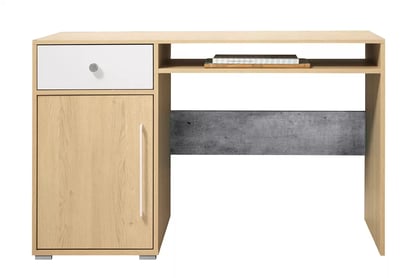 Písací stôl Step ST7 125 cm so zásuvkou - dub biszkvitový / biely lux / betón