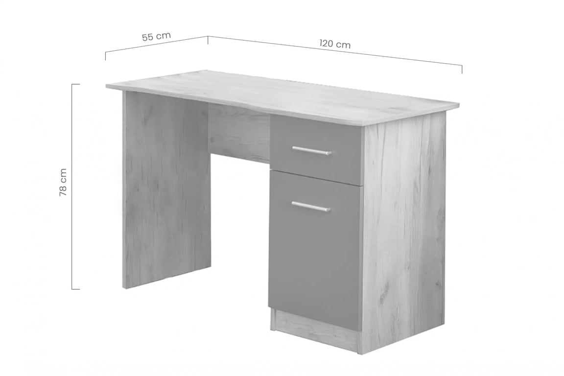 Birou cu sertar Elmo 120 cm - stejar wotan / antracit birou de scris cu sertar Cantinu 120 cm - stejar wotan / antracyt