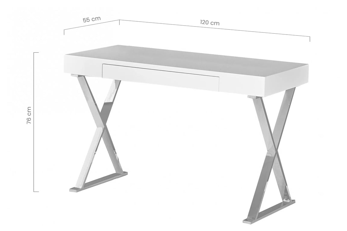 Psací stůl se zásuvkou Geniso 120 cm - bílý / chromované nohy psací stůl z szuflada Geniso 120 cm - bílá / Nohy Chromovaný