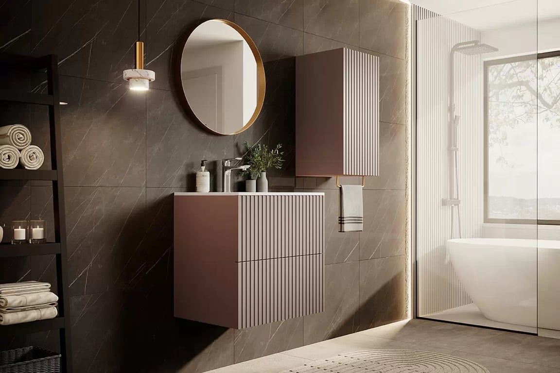 Nicole 70 cm fürdőszoba faliszekrény - antik rózsaszín MDF Nicole 70 cm fürdőszoba faliszekrény - antik rózsaszín MDF - elrendezés 1