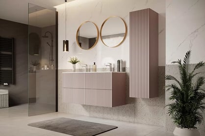 Raft de baie suspendat Nicole 140 cm - MDF roz antichizat Raft de baie suspendat Nicole 140 cm - MDF roz antichizat - aranjament 1