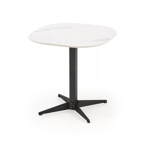 Konferenčný stolík Borna 50x50 cm - biely mramor / čierny nožičky