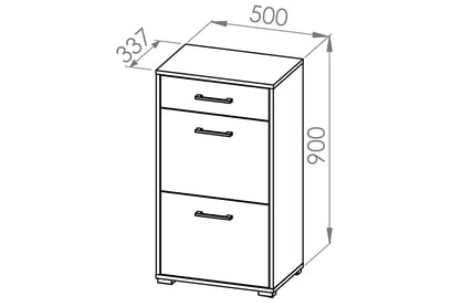 Botník Migoz 50 cm s výklopnými dvířky a zásuvkou - dub sonoma světlý Skříňka na boty z uchylnymi drzwiami i szuflada Caro 09 - Světlá sonoma- Rozměry