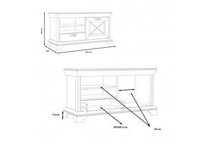 Stolík pod TV Kashmir 120 cm - biela pinia TV skrinka Kashmir mini z policami i szuflada - pinia Biela 