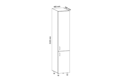 Coloană bucătărie Aspen D40SP cu două uși – alb lucios mare rafturi kuchenny Aspen D40SP - Dimensiuni