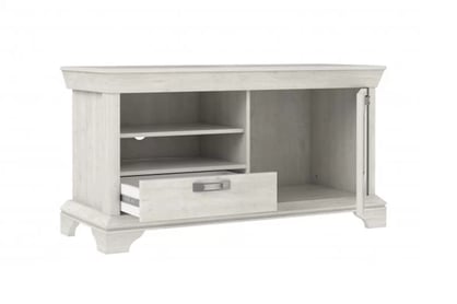 Stolík pod TV Kashmir 120 cm - biela pinia TV skrinka Kashmir mini z policami i szuflada - pinia Biela 