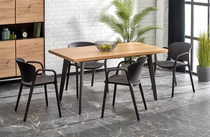 Sanvi 2 kihúzható asztal 150-210x90 cm - natúr / fekete lábak dickson 2 stůl rozkladany 150-210/90 cm, Deska - přírodní, Nohy - Fekete