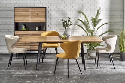 Sanvi 2 kihúzható asztal 150-210x90 cm - natúr / fekete lábak dickson 2 stůl rozkladany 150-210/90 cm, Deska - přírodní, Nohy - Fekete