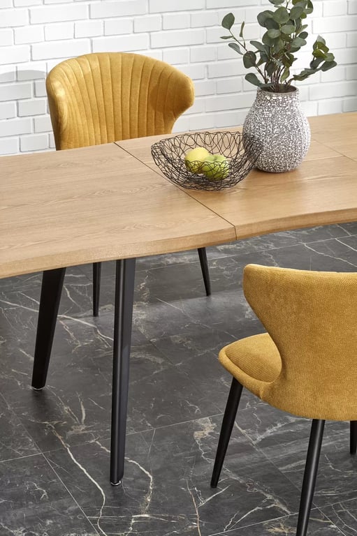 Sanvi 2 kihúzható asztal 150-210x90 cm - natúr / fekete lábak dickson 2 stůl rozkladany 150-210/90 cm, Deska - přírodní, Nohy - Fekete
