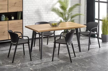 Sanvi 2 kihúzható asztal 150-210x90 cm - natúr / fekete lábak dickson 2 stůl rozkladany 150-210/90 cm, Deska - přírodní, Nohy - Fekete