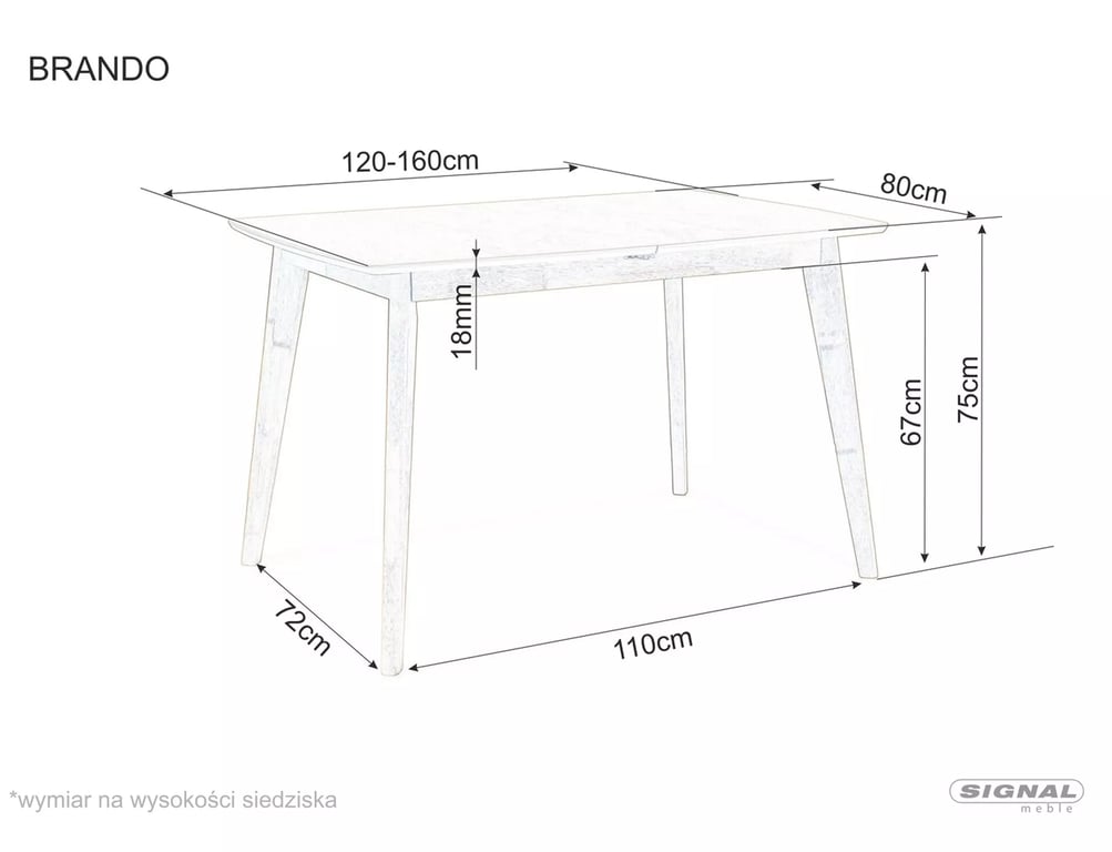 Rozkladací jedálenský stôl Brando - Dub Drevené stôl rozkladany brando 120-160x80 cm - Dub