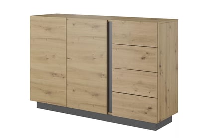 Komoda Arcano 138 cm se 4 zásuvkami - dub artisan / šedý grafit