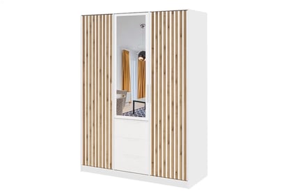 Skříň Bali 149 cm s lamelami - dub wotan / bílá skříň Bali Lux D3 Bílá 