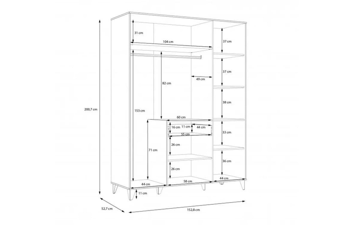 Skriňa na oblečenie Lya 150 cm - Dub mauvella / Dub cabezone Skriňa ubraniowa Lya 150 cm - Dub mauvella / Dub cabezone