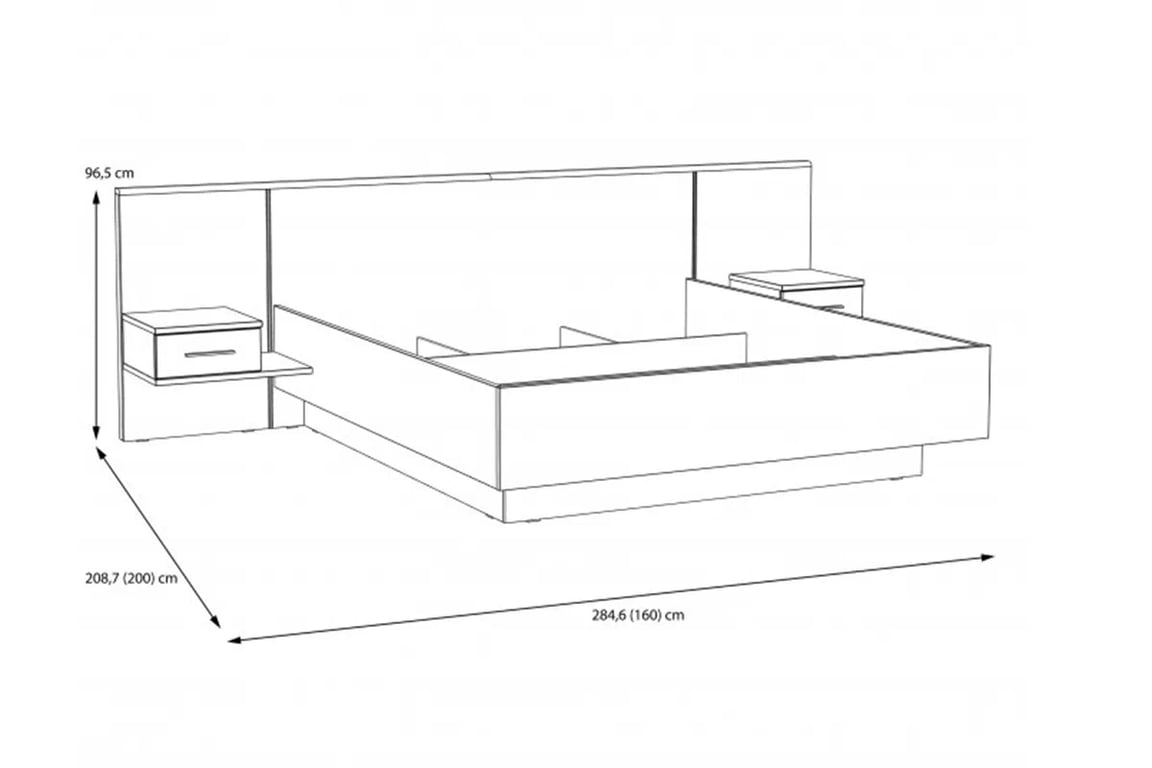 Posteľ s nočnými stolíkmi Bellevue 280x210 - čierny dub / Dub szlachetny Posteľ z szafkami nocnymi Bellevue - Čierny dub / Dub szlachetny 