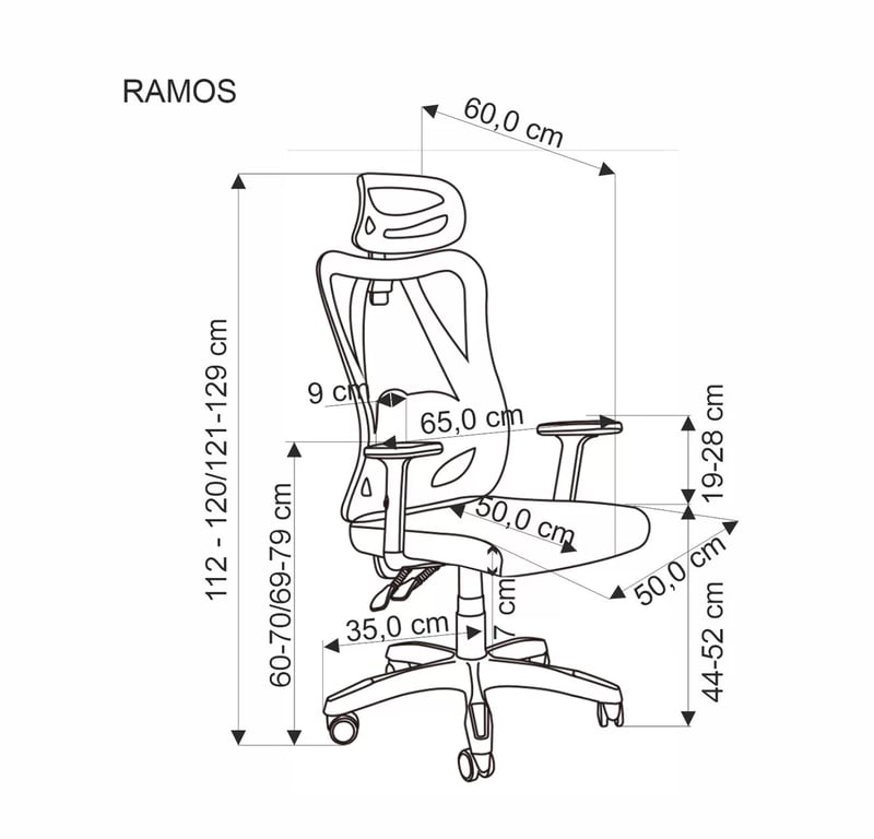 Ergonomické křeslo Monilo - černý Kancelářská židle ramos - černá