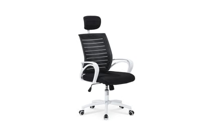 Scaun de birou Lontiro cu cotiere - alb / negru