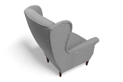 Křeslo ušák Vilano s podnožkou - vzor Kenia 700 / nohy venge Křeslo Ušák Vilano z podnozkiem - wzor pepitka Kenia 700, Nohy Venge