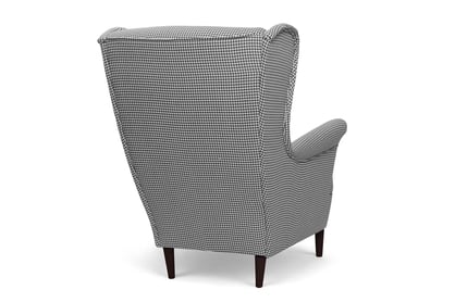 Křeslo ušák Vilano s podnožkou - vzor Kenia 700 / nohy venge Křeslo Ušák Vilano z podnozkiem - wzor pepitka Kenia 700, Nohy Venge