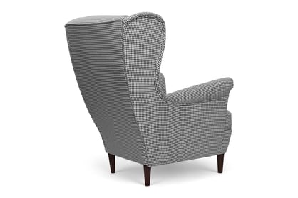 Křeslo ušák Vilano s podnožkou - vzor Kenia 700 / nohy venge Křeslo Ušák Vilano z podnozkiem - wzor pepitka Kenia 700, Nohy Venge