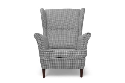 Křeslo ušák Vilano s podnožkou - vzor Kenia 700 / nohy venge Křeslo Ušák Vilano z podnozkiem - wzor pepitka Kenia 700, Nohy Venge