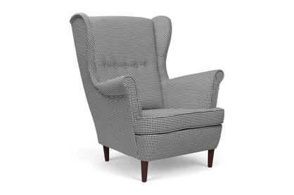 Křeslo ušák Vilano s podnožkou - vzor Kenia 700 / nohy venge Křeslo Ušák Vilano z podnozkiem - wzor pepitka Kenia 700, Nohy Venge